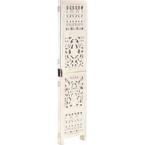 Paravent Cloison de séparation 3 panneaux, Pour Jardin, Balcon, Terrasse Blanc 120x165 cm Bois manguier OIB4515E (1/5)
