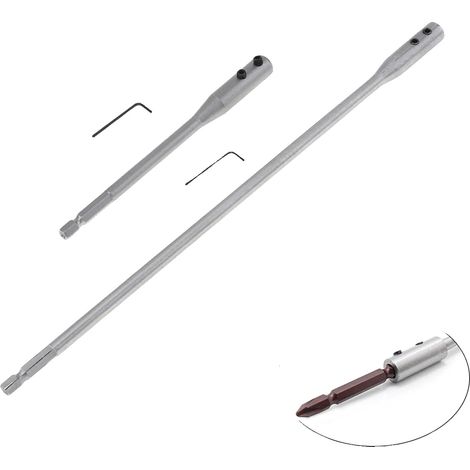 Tige d'extension de perceuse, compatibilité hexagonale 1/4", accès aux trous profonds, 150 et 300mm (1/2)