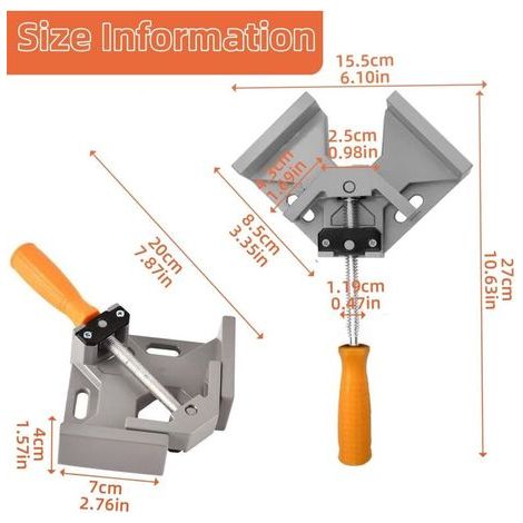 2 Pcs Serre Joint Angle 90 Degrés avec Mâchoire Pivotante Réglable, Outils Pince Porte Droit Alliage Aluminium, Dispositif Joints Soudage Manuel Menuisier, Outillage Charpentier pour Bois (1/4)