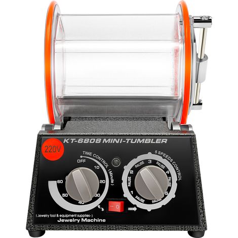 Machine de Lapidaire Polisseuse rotative KT6808, machine à polir les bijoux tambour, 5 vitesses, 60 W, mini-polisseuse, outils de finition (1/5)