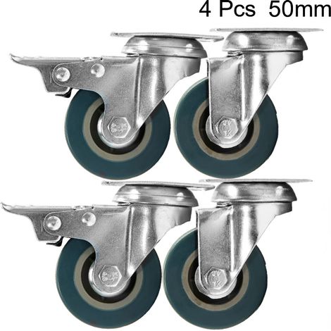 Youyijia 4Pcs Heavy Duty Rubber Swivel Castor Wheels - 50mm, 600kg Capacity - Smooth & Silent Furniture Caster Wheels (1/5)
