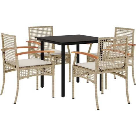 Maison Exclusive - Set comedor de jardín 5 pzas con cojines ratán (1/5)