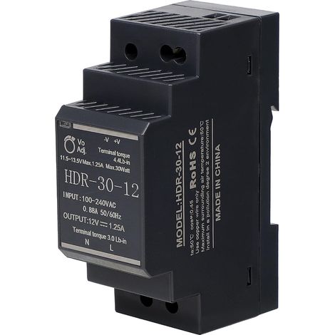 Transformateur d'alimentation Rail Din Alimentation modulaire montable automatisation industrielle Boîtes de distribution Instrumentation Transformateurs (12V 2.5A HDR-30-12) (1/5)
