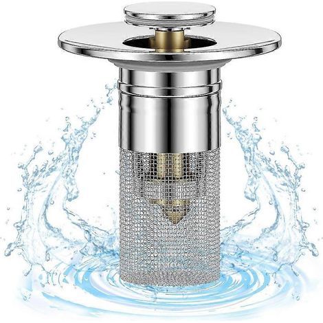 Bouchon de lavabo pour évier de 2,8 à 3,7 cm (1,1 à 1,45 pouce), filtre de vidange escamotable avec garniture amovible en acier inoxydable (1/5)