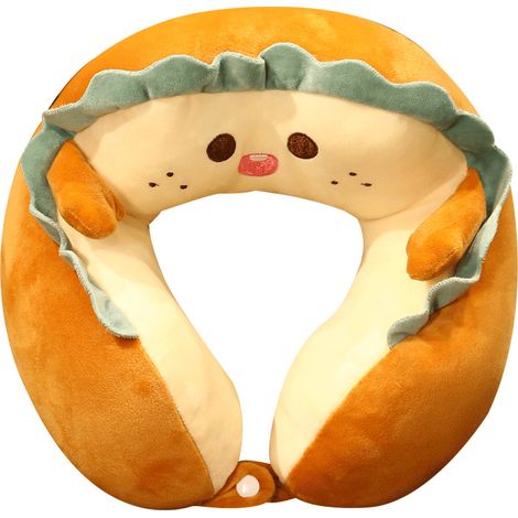 Oreiller cervical en forme de U, tête mignonne Portable pour le bureau, la sieste, les voyages, la voiture, dormir, joli pain (1/5)