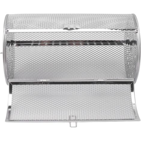 Panier à griller roulant en acier inoxydable, cage à griller ronde en acier inoxydable pour barbecue, cacahuètes, noix séchées et légumes D (1/5)