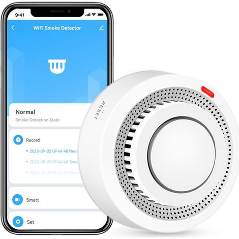 Détecteur De Fumée Intelligent Wi-Fi, Alarme Incendie, Alarme De Fumée Sans Fil Domestique Avec Notification Par Application (1/5)