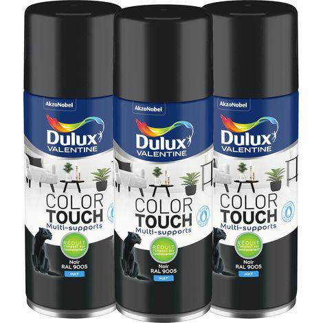 Multi Pack 3 - Peinture aérosol Color Touch Multi-Supports - Mat Noir 400 ml - Dulux Valentine (1/5)