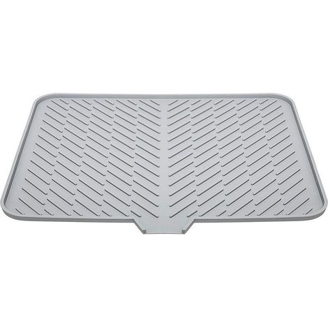 Tapis égouttoir vaisselle en silicone 58 x 43 cm, grand tapis de séchage à structure rainurée antidérapant pour comptoir de cuisine (1/4)