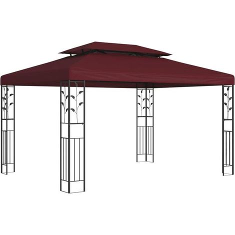 Le hall d'exposition mesure 3,97 x 2,96 x 2,68 mètres et est construit en fibre de polyester rouge Bordeaux et en acier. (1/5)