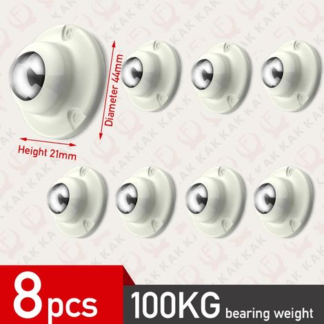 (8 blanches) Roulettes auto-adhésives, roues pivotantes en acier inoxydable, rotation à 360°. (1/5)