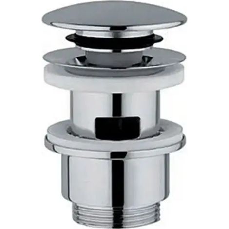 Piletta di scarico click clack in ottone cromato per lavabo o bidet con tappo tondo cromato e con troppo pieno 11/4" AMBRA WATER