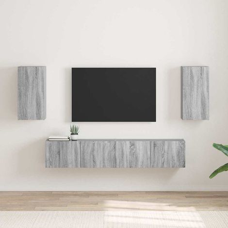 TV-Wandschrank Wandmontiert 2 pcs Graues Sonoma 30 x 31 x 60 cm