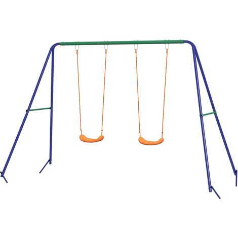 Kinderschaukel-Set, Schaukelgestell Mit 2 Schaukeln, Schaukelgerüst, Gartenschaukel Für Zwei Kinder 3-8 Jahre, Stahl, 2,69 X 1,6 X 1,8 M