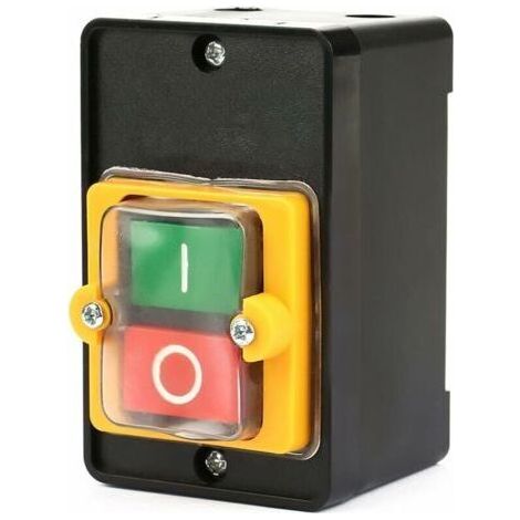 Commutateur à Bouton Poussoir, Interrupteur de Commande de Puissance Étanche Monophasé/Triphasé AC220V / 380V 10A Avec Coquillage, Bouton de Commande Marche/Arrêt pour Machine-Outil (1/4)