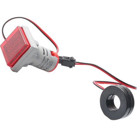 Voltmètre/ampèremètre carré compact AD16-22VAMS de 22 mm à double affichage numérique avec rétroéclairage LED