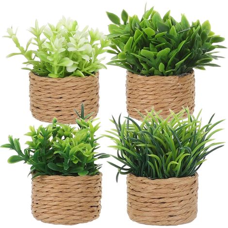 4 Miniature Dollhouse Plants Decoration Set Artificial Bonsai Potted Plants Miniature Indoor Plants for Dollhouse Decoration and Mini Garden Accessories (1/5)