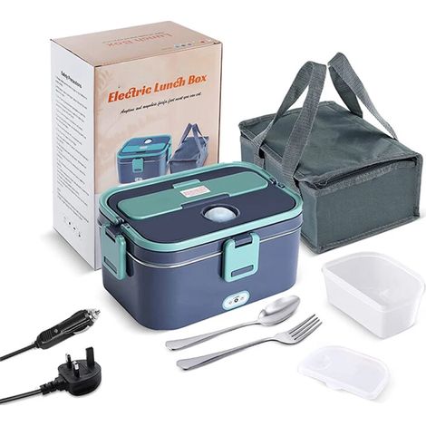 Boîte à lunch chauffante électrique portable 12V/24V, format bento, idéale pour les voyages, prise allume-cigare (Royaume-Uni). (1/5)