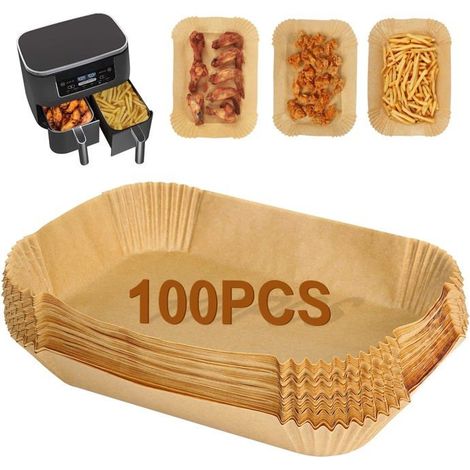 Lot de 100 feuilles de papier sulfurisé jetables pour friteuses à air, pour une cuisson et une pâtisserie plus faciles et un nettoyage simplifié.-AquaForge (1/5)