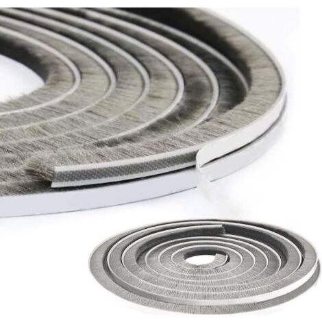 Sliding Door Brush Seal, 5 m (L) x 9 mm (W) x 23 mm (D) Brush Seal Adhesive Brush Seal Self-Adhesive Brush Strip, Window Seal for Phonic Solation Doors, for Sliding Doors and Windows (Grey) (1/4)