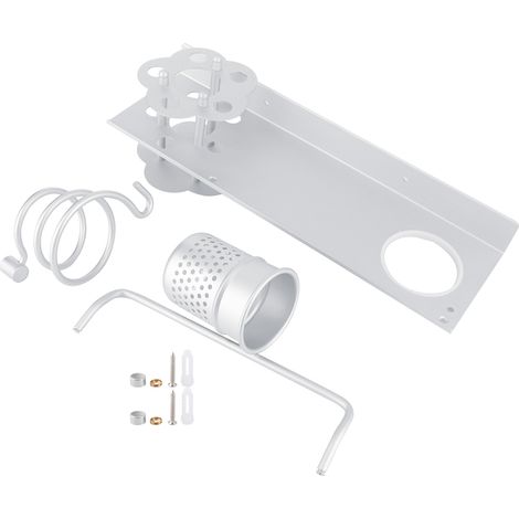 Étagère murale en aluminium pour salle de bain, avec porte-serviettes, boîte à mouchoirs et accessoires, fixation murale en métal argenté (1/5)