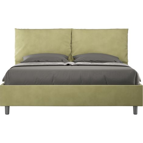 Letto imbottito Matrimoniale 160x210 cm Antea Tipologia della rete: Senza rete - Materiale Ityhome: Microfibra - Colori Ityhome: Tè verde (1/4)