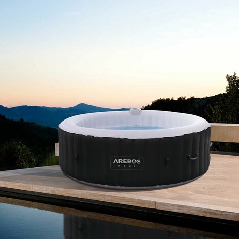 AREBOS Whirlpool aufblasbar In- & Outdoor 6 Personen 208 cm 130 Massagedüsen mit Heizung 1.000 Liter Inkl. Abdeckung Bubble Spa & Wellness Massage (1/5)