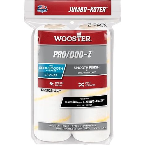 Wooster Jumbo Koter Pro Doo-Z 4.5" Mini Roller Sleeves 3/8" Nap Semi Smooth - Twin Pack