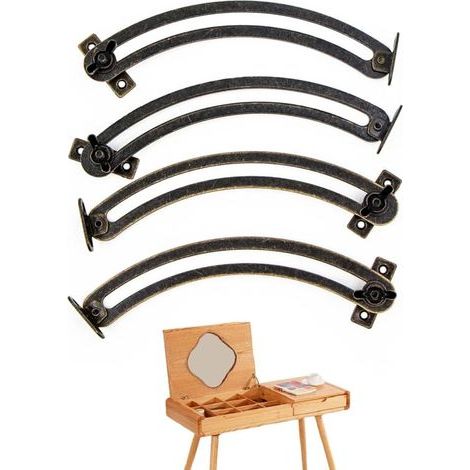 Verstellbares Scharnier für Deckel – 4 Stück, Vintage, gebogen, für Schrankmöbel, Spielzeugkiste (1/4)