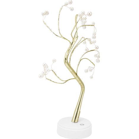 Lampe de table bonsaï, veilleuse stable et réglable, avec fil de cuivre et câble USB, idéale pour la maison, Noël ou le bureau (36L, lumière chaude nacrée). (1/5)
