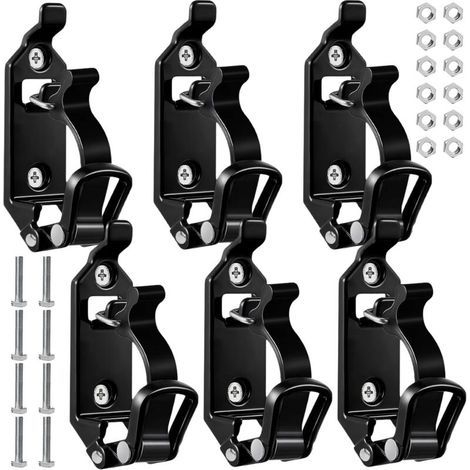 Lot de 6 supports de pelle pour barres de toit - Accessoires de pelle - Porte-balai - Porte-hache - Fermeture en caoutchouc - Support de fixation murale pour voiture, bateau, camion, outils (1/5)