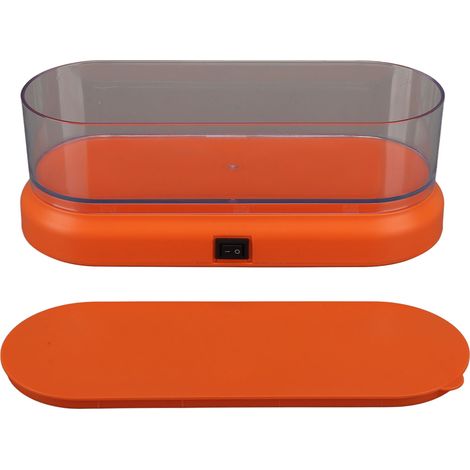 Mini machine de nettoyage portable à ultrasons, silencieuse, pour bijoux, lunettes et pinceaux de maquillage (orange). (1/5)