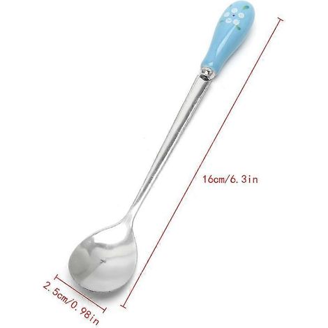 Cuillère à café en acier inoxydable avec manche en céramique, cuillère à thé au lait, à crème glacée et à dessert PLJ (1/5)