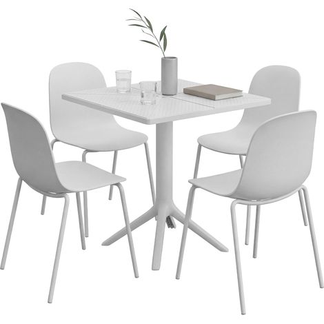 Set da giardino Nerra con 4 sedie bianco