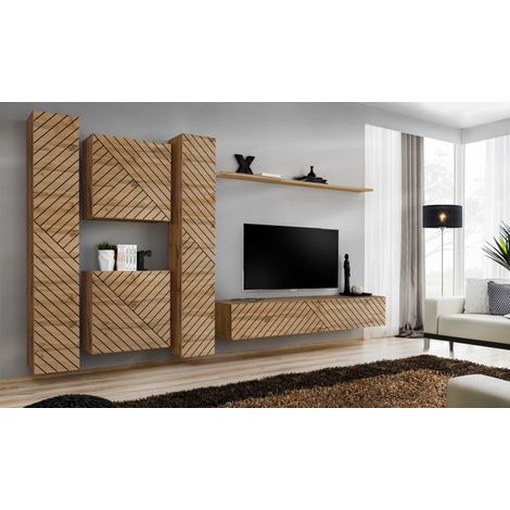 Ensemble de 6 meubles muraux "Switch VI " pour TV en bois - Beige - L 330 x H 180 x P 40 cm - Livraison gratuite