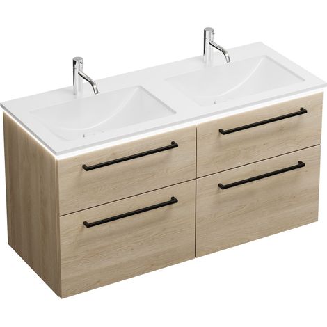 Vasque en céramique Burg Eqio + meuble sous-vasque en chêne, décor cachemire/blanc alpin GR0234