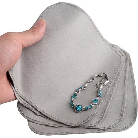 10 piezas - Paño para pulir joyas - Limpiador de pendientes y pulseras - para limpiar y mantener joyas - Gris - 15 cm (1/5)