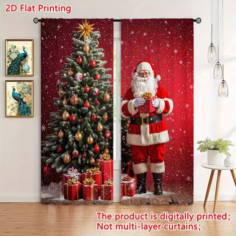 Rideaux de Noël très populaires, décorations Père Noël, tissu pour rideaux festifs - Style 5 - 100x160cm (2 pièces envoyées)
