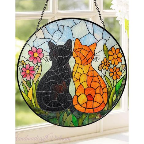 Attrape-soleil couple de chats 30 cm, décoration maison