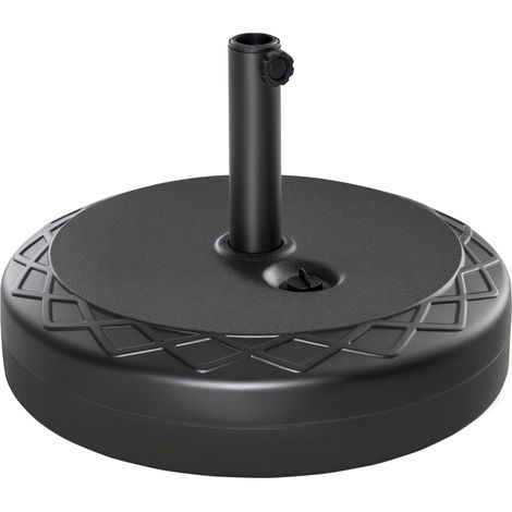 Pied de parasol rond à remplir avec 30 kg d'eau / 40 kg de sable, pour mât de Ø 38 et 48 mm, noir, idéal pour stabiliser votre parasol de jardin ou de balcon, adapté à une utilisation extérieure ré...
