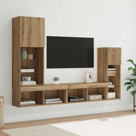 vidaXL Unità per TV a Muro 4 pcs Rovere artigianale Legno
