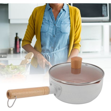 Japanischer Antihaft-Babynahrungskocher, Instant-Nudeltopf für den Hausgebrauch, Babysuppentopf, gehämmertes weißes Aluminium-Milchgefäß im japanischen Stil. (1/5)
