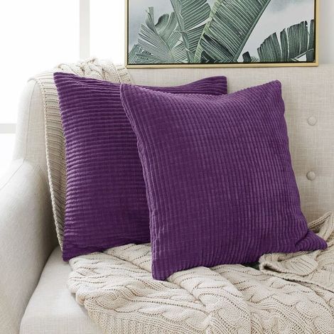 Lot de 2 Housse de Coussin Violet Clair en Velours 45x45cm pour Salon Housse De Coussin Decoratif (1/5)