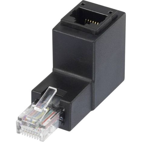 RJ45 réseau informatique Adaptateur CAT 5e Coudé vers le haut à 90° [1x RJ45 mâle - 1x RJ45 femelle] 0.00 m noir Y851491 (1/4)