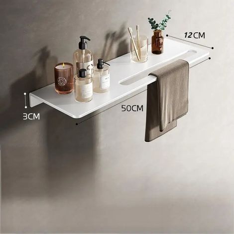 (A-50cm) Porte-serviettes en aluminium pour salle de bain, plateau de rangement (1/5)