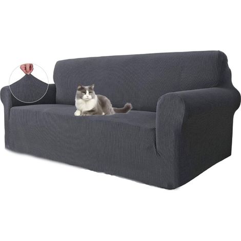 (3 Seater, Grey) Waterproof Stretch Sofa Cover, 1 Piece Universal Sofa Cover, Pet Friendly Couch Cover