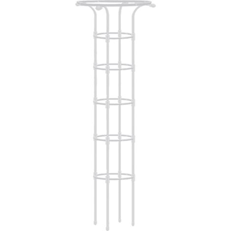 Elegante soporte trepador de metal blanco con anilla superior de 28 cm de diámetro y 185 cm de altura, de fácil montaje sin herramientas, ideal para hibiscos, plumbagos y buganvillas. (1/5)