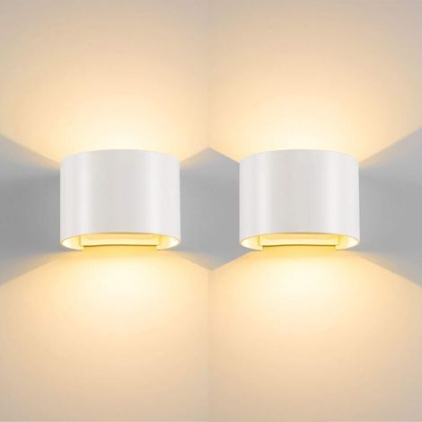 2x Moderne Applique Murale Interieur 12W Blanc Chaud Lampe Up Down pour Salon Chambre Couloir Chemin (Blanc)