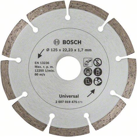 Bosch – Disque diamant 125 mm pour meuleuse – Coupe précise béton, granit, pierre – Segmenté pour haute performance – 1,7 mm de largeur de coupe
