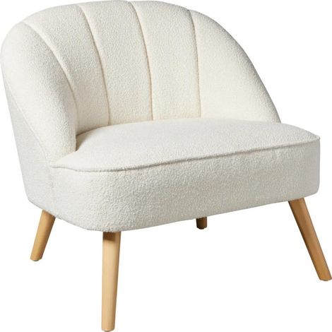 Fauteuil Tissu Bouclette "Naova" 78cm Blanc (1/3)